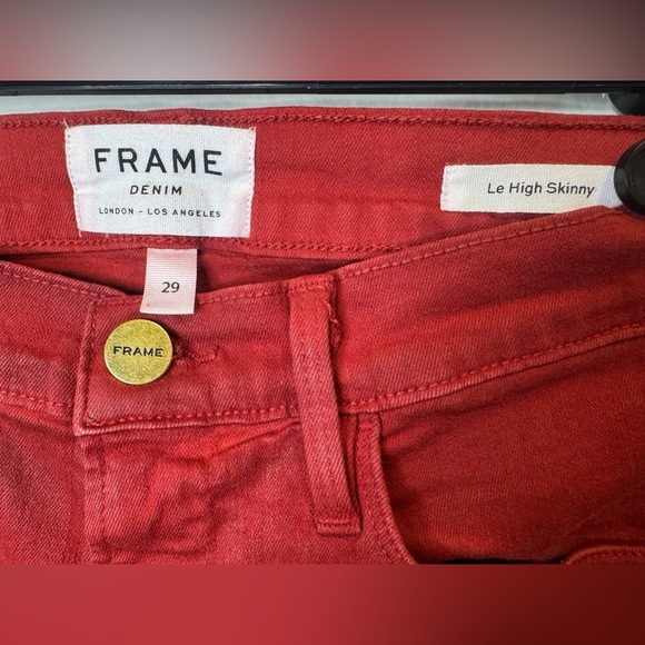 FRAME Le High Skinny Hunter Red Coated Jeans Size‎ 29 - Picture 4 of 6
